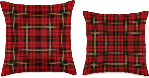 Vista 3 de Christmas Holiday Tartan Plaid Patterns Cojín de tartán rojo, negro y amarillo, 16 x 16 pulgadas, multicolor