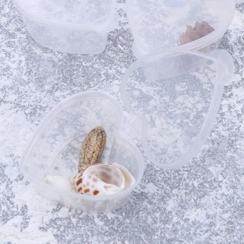 Vista 5 de Didiseaon Recipiente de condimentos en forma de corazón, de plástico transparente, cajas pequeñas con tapa para el hogar, cocina, comida