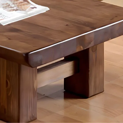 Vista 4 de Mesa de centro contemporánea de madera maciza de 4 patas, mesa de centro de estilo japonés Tatami, mesa baja de madera de pino zen, mesa de té