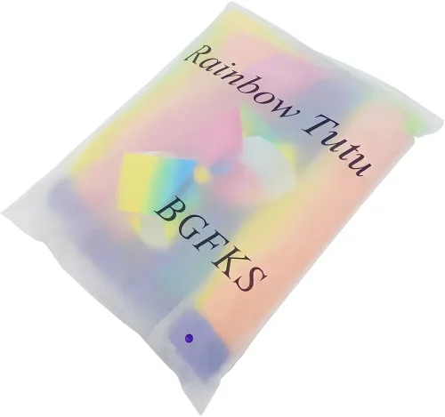 Vista 7 de BGFKS Falda de tutú de tul de ballet en capas para niñas pequeñas con lazos coloridos para el cabello, Arcoiris (Rainbow)