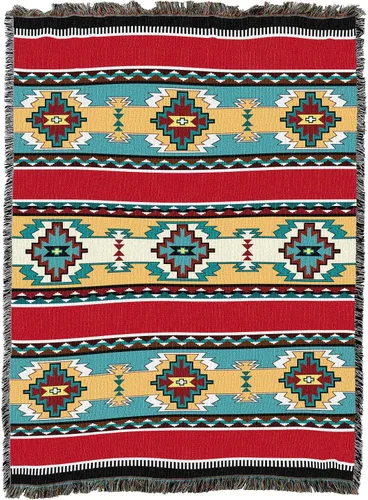 Vista 21 de Pure Country Weavers Rimrock Dusk Blanket XL – Inspirado en los nativos americanos del suroeste – Manta de regalo tejida de algodón – Fabricado