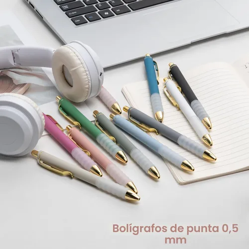 Vista 4 de Linbsunne Bolígrafos de gel de tinta negra de 0.5mm, punta fina, de escritura suave, retráctiles, suministros de oficina (12 unidades)