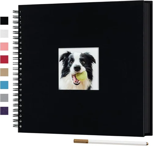Vista 19 de Álbum de fotos pequeño DIY para manualidades de 8 x 8 pulgadas con foto de portada, 80 páginas, tapa dura, papel para manualidades, álbum de fotos