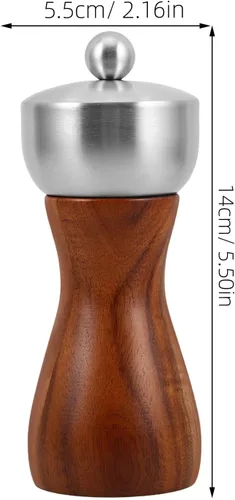 Vista 2 de Manual Pepper Mill Grinder 5-inch Wood Pepper Grinder 304 Stainless Steel Head for Kitchen and Home Use