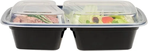 Vista 10 de Asporto - Cajas para llevar con compartimentos de 32 onzas, 50 recipientes para preparar comidas para microondas, 2 compartimentos, con tapas