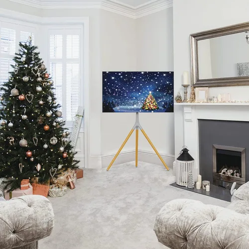 Vista 6 de UPGRAVITY Soporte de TV con caballete con base de trípode para pantallas planas LED LCD OLED de 45 a 65 pulgadas, soporte de suelo giratorio de 180°