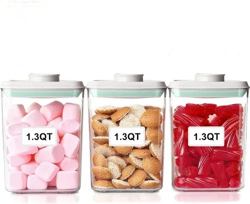 Vista 7 de Cozey - Recipientes apilables para almacenamiento de alimentos diarios con tapas, 6 unidades Airtight Kitchen Pantry Organizers for Snack Candy