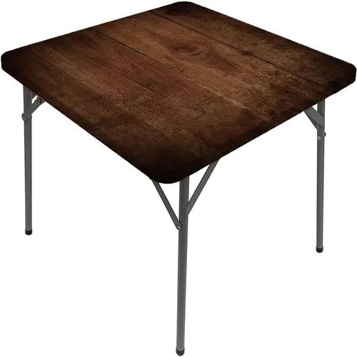 Vista 22 de Mesa cuadrada de tablones de madera, impresión de textura de tablones de madera, borde elástico, adecuada para catering y cocina, apta para mesa