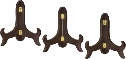 Vista 9 de uxcell 3pcs 4" soporte de placa de caballete, soporte de exhibición plegable de madera negro para marco de imagen decorativo