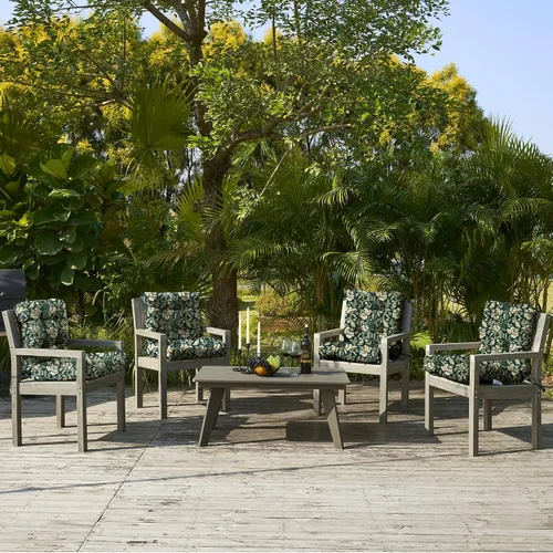 Vista 3 de BLISSWALK Cojines para sillas de exterior, 40 x 20 x 4 pulgadas, cojín de mimbre grueso con respaldo bajo y lazos para muebles de patio, floral