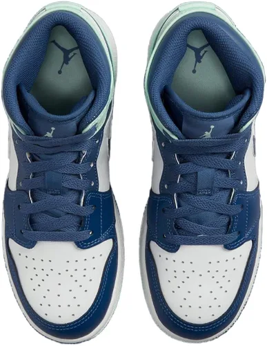 Vista 5 de Nike Air Jordan 1 Mid GS Zapatos para hombre, azul marino místicoespuma menta, blanco, 4.5 niños grandes, negro, blanco, rojo (WhiteGym Red-Black)
