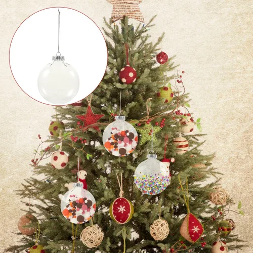 Vista 5 de BESPORTBLE 10 adornos de Navidad transparentes rellenables para bricolaje, bolas colgantes transparentes para decoración navideña personalizada