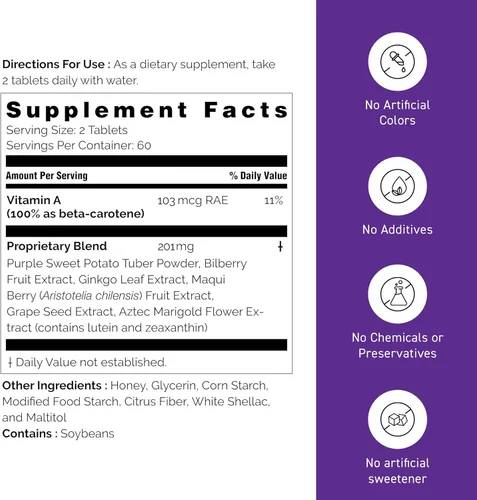 Vista 6 de Umeken Suplemento dietético Eye Clear, extracto de arándano, luteína, zeaxantina, ginkgo, suplementos para la visión para adultos, vitaminas