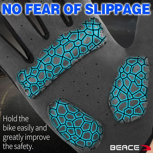 Vista 4 de BEACE Guantes de ciclismo, guantes de ciclismo para hombres y mujeres, con pantalla táctil, guantes de bicicleta de montaña con dedo completo