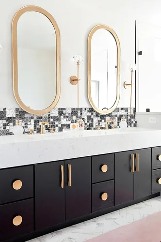 Vista 8 de Azulejos de vidrio blanco y negro para cocina, baño, pared, salpicadero, mosaico, patrón de Versalles [Juego de 5]