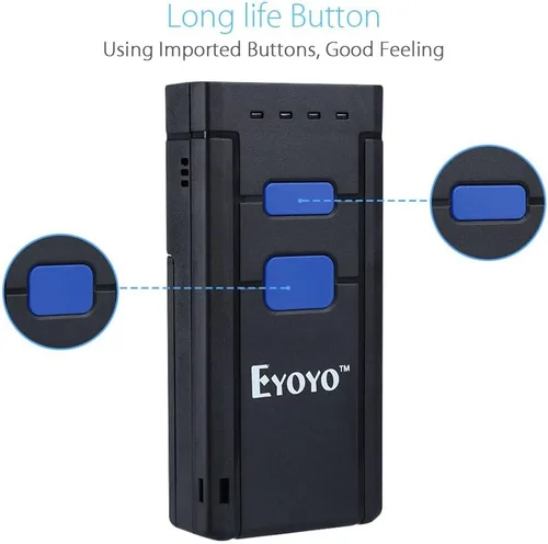 Vista 8 de Eyoyo Mini escáner de código de barras inalámbrico 1D Bluetooth, Bluetooth 3 en 1 y conexión inalámbrica y cableada 2.4G, lector de código de barras