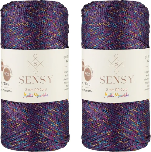 Vista 100 de Sensy Premium 2mm 229.5 metros de cuerda de poliéster 100% cordón de polipropileno Cordón de macramé 2mm Cordón para bolso de crochet Hilo