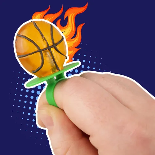 Vista 4 de Needzo Anillos de piruleta de baloncesto, caramelos en forma de bola deportiva, 18 ventosas
