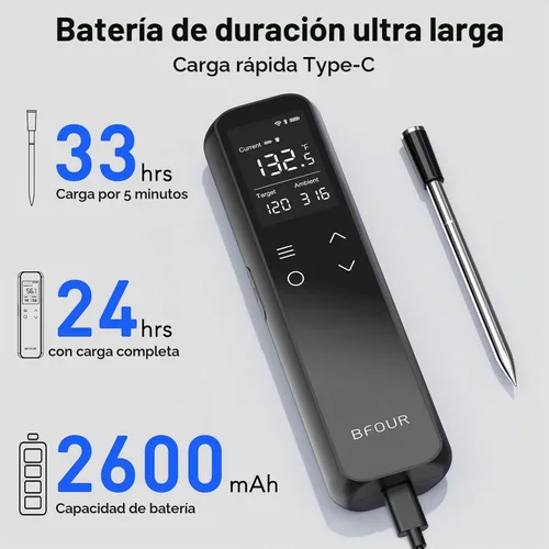 Vista 7 de Termómetro inalámbrico para carne Bluetooth con base digital independiente, rango ilimitado WiFi, sensor de precisión 6, impermeable IP67