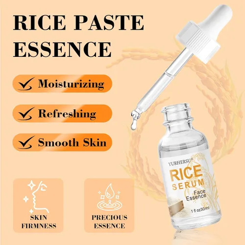 Vista 3 de Suero facial de arroz, esencia facial hidratante, reafirmante antiarrugas, antienvejecimiento, elimina líneas finas de la cara, suave profundamente