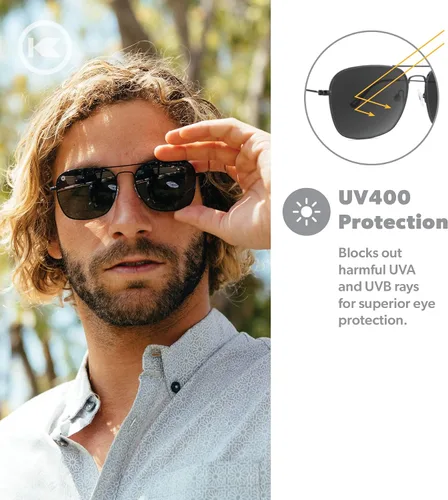Vista 3 de Knockaround Mount Evans - Gafas de sol polarizadas estilo aviador cuadradas con protección UV400 completa