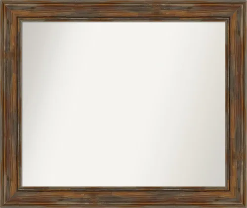 Vista 98 de Amanti Art Espejo de baño marrón para sobre fregadero, 26 x 26 pulgadas, espejo de tocador cuadrado marrón rústico Alexandria, marco de madera