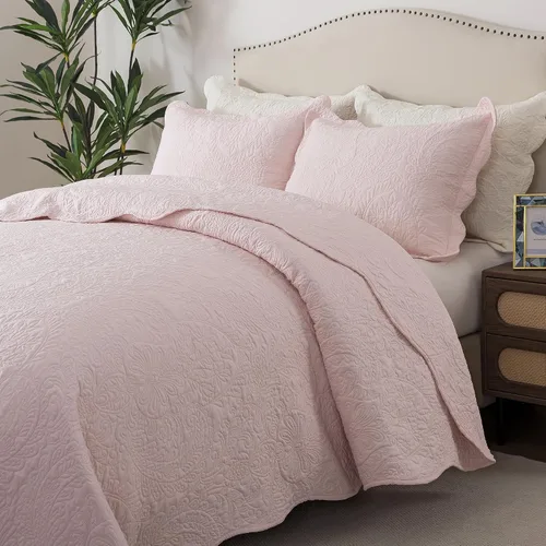 Vista 47 de HoneiLife Juego de ropa de cama tamaño Queen, juego de edredón de microfibra para cama Queen, colchas ligeras de 3 piezas, edredones reversibles