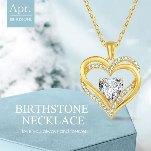 Vista 4 de CDE Collares de corazón para mujer, plata esterlina 925, dije de piedra natal, aniversario, cumpleaños, Navidad, día de San Valentín, joyería