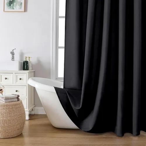 Vista 18 de OVZME Zora Cortina de Ducha de Tela para Cabina de 36 x 72 Pulgadas - Cortina de Ducha Pequeña Suave Negra para Baño para Tamaño de Cabina Estrecha