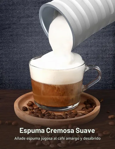 Vista 6 de Paris Rhône Espumador de leche eléctrico 4 en 1 espumador de leche para espuma de leche fría y caliente, leche tibia, forma antideslizante