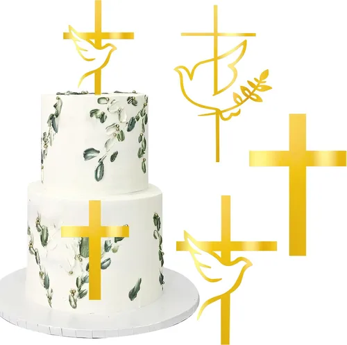 Vista 13 de 24 adornos cruzados para cupcakes con diseño de Dios bendiga y bautismo, para cupcakes de cruz, decoración de primera comunión para tartas