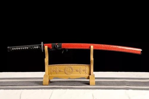 Vista 7 de Katana hecha a mano, espada samurái japonesa 1095 de arcilla de acero templado, hoja de afeitar de espiga completa, afilada, regalos para él, espada