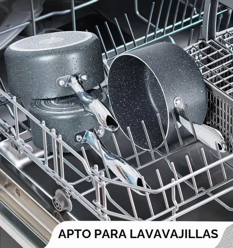 Vista 4 de MICHELANGELO Cacerola con tapa, cacerola de 1 cuarto de galón con tapa de granito, cacerola antiadherente con mango de acero inoxidable, cacerola