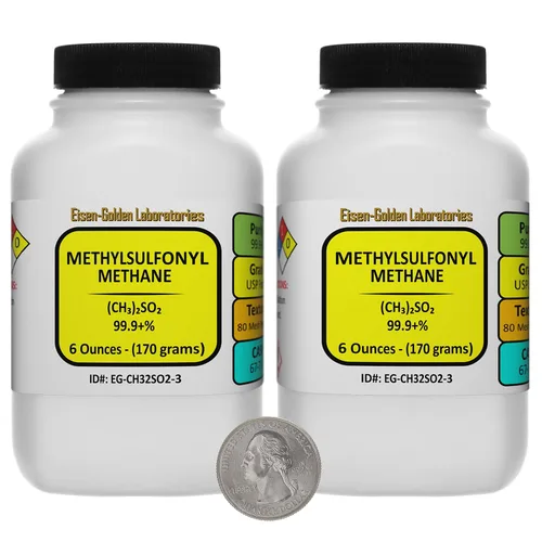 Vista 7 de Metilsulfonil metano [(CH3)2SO2] 99.9+% USP polvo de grado alimenticio 1.1 Lb en tres botellas