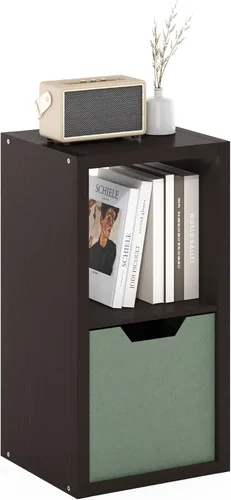 Vista 46 de Furinno Estantería para cubículos, estantería apilable, organizador de almacenamiento en cubos con parte trasera abierta, extragruesa, 15.8 x 15.8 x