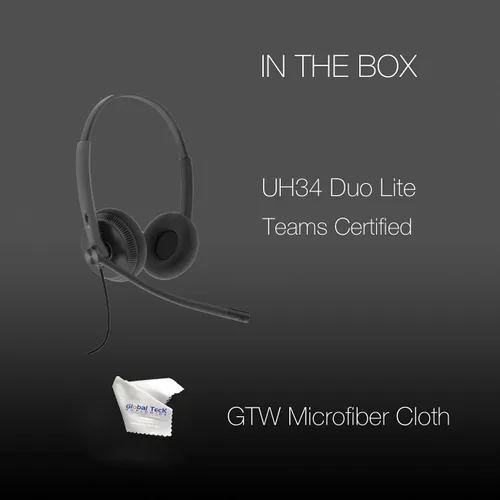 Vista 2 de GTW Yealink UH34 Duo Teams Certified Lite - Auriculares con cable (USB-C), se conectan al escritorio, PC/Mac, softphones - Funciona con equipos