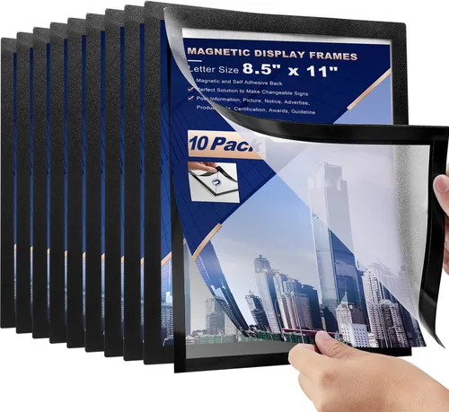 Vista 14 de 4 soportes magnéticos, para letras de 8.5 x 11 pulgadas, soporte magnético de PVC resistente, marco magnético de póster de fotos, puede Negro