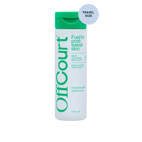 Vista 12 de OffCourt Gel de baño sin sulfato para hombres y mujeres, exfoliante que no seca con ácidos glicólicos y lácticos, deja la piel fresca y suave