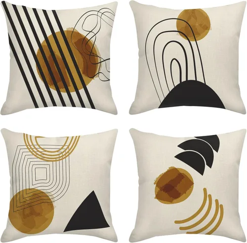 Vista 9 de Sanwarm Juego de 4 fundas de almohada decorativas para decoración del hogar, 16 x 16 pulgadas, fundas de almohada para sofá, fundas de almohada