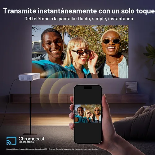 Vista 9 de Aurzen Proyector inteligente EAZZE D1G 4K compatible con Google TV con WiFi