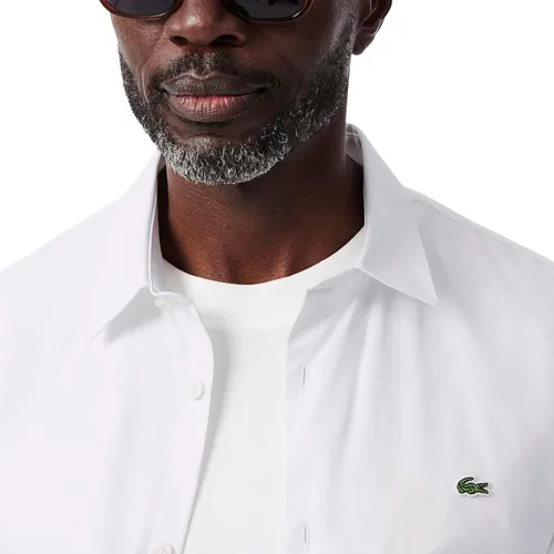 Vista 2 de Lacoste Camisa de popelina de algodón elástico de corte ajustado para hombre