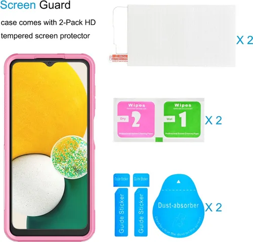 Vista 4 de Tekcoo Funda para Galaxy A13 5G 4G 2 protectores de pantalla de vidrio templado Parachoques texturizados antideslizantes