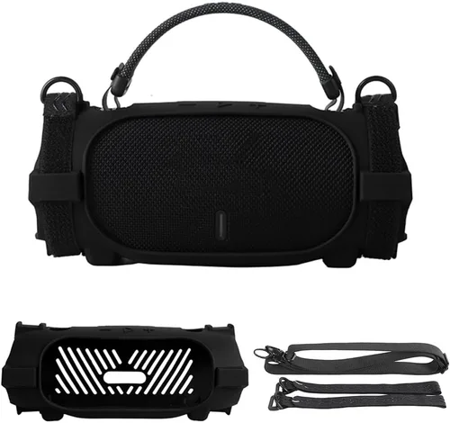 Vista 13 de Funda protectora de silicona para JBL Charge 6, funda suave para altavoz Charge6, funda protectora de viaje fácil de transportar con correa Gris