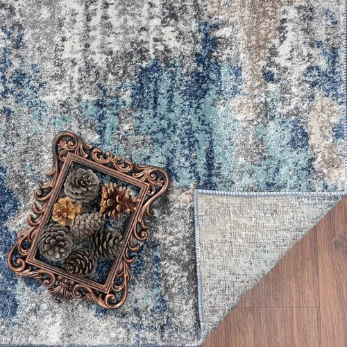Vista 3 de LUXE WEAVERS Colección Euston 7679 - Alfombra de área abstracta azul de 2 x 7 pies