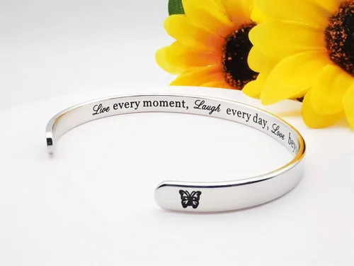 Vista 220 de Pulseras inspiradoras para mujer, joyería de acero inoxidable, con refranes, pulsera motivacional con mensaje oculto, pulseras grabadas para mejor