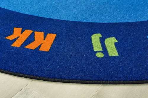 Vista 4 de Alfombras para niños KID$Value Plus 72.98 Circletime Alfombra de aula de aprendizaje temprano de 6 x 9 pies, ovalada, azul