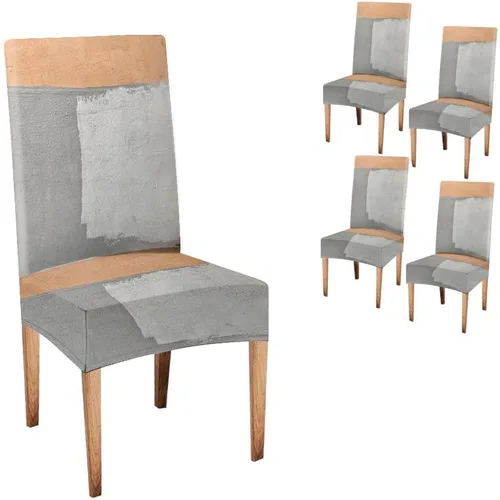 Vista 75 de TOMWISH Juego de 2 fundas para sillas de comedor, color turquesa y gris, fundas elásticas para sillas Parsons, de elastano, lavables, protectores