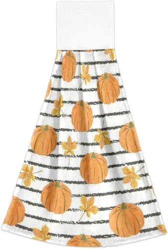 Vista 2 de Boccsty Toallas de cocina colgantes de acuarela abstracta de otoño, 2 piezas de hojas de otoño, toallas de mano, toallas de barra de té, toallas