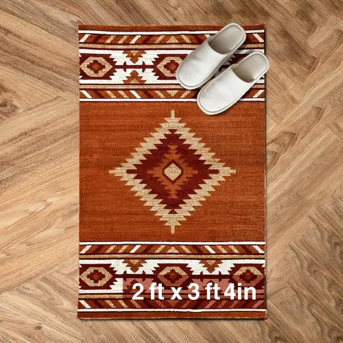 Vista 43 de YHSF South West - alfombra nativa americana del suroeste, fácil de limpiar, gruesa, suave y duradera, alfombra tribal inspirada en indios americanos