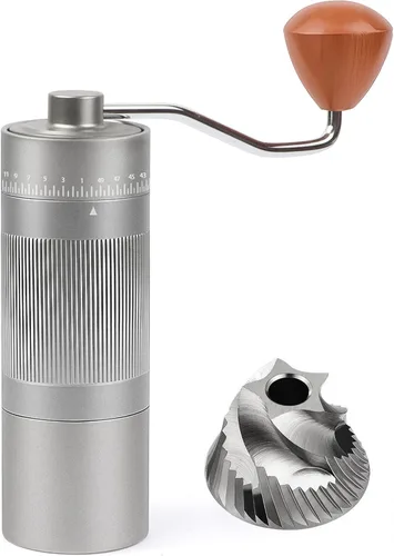 Vista 7 de Molinillo de café manual con rebabas de acero inoxidable, molinillo de mano de 1.12 onzas para expreso, goteo, prensa francesa, con 35 ajustes Negro